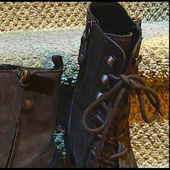 GEOX chocolate brown combat boots. *zippered lace up. - Picture 7 of 11